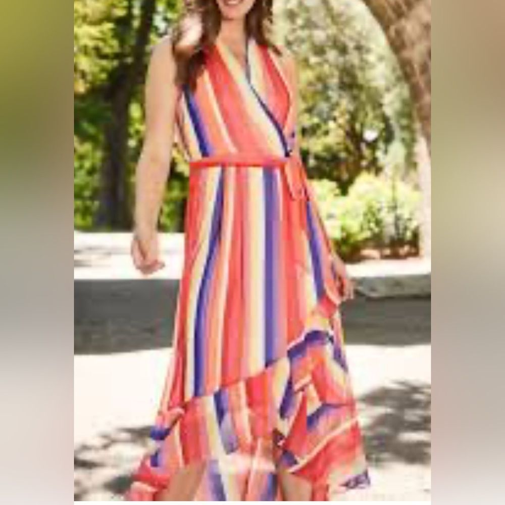 Julia Jordan Multicolored Sleeveless V Neck MIDI Dress Size 10 NWOT